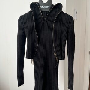 Authentic Jean Paul Gaultier Black Zip-Up Ribbed Sweater